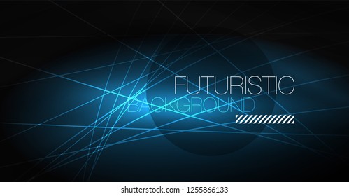 Digital technology abstract background - neon geometric design. Abstract glowing lines. Colorful techno vector background. Futuristic shape.