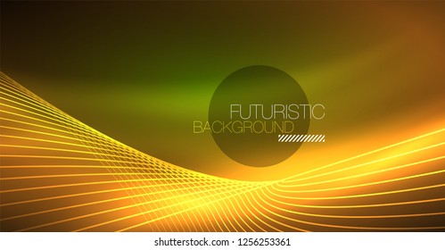 Fondo abstracto de tecnología digital - diseño geométrico neón. Resumen de líneas brillantes. Fondo del vector tecno colorido. Forma futurista.