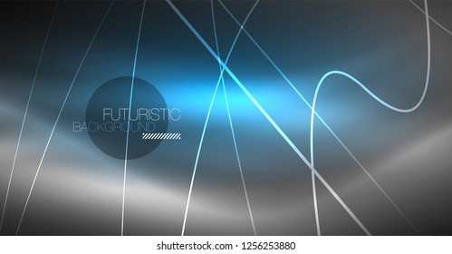 Digital technology abstract background - neon geometric design. Abstract glowing lines. Colorful techno vector background. Futuristic shape.