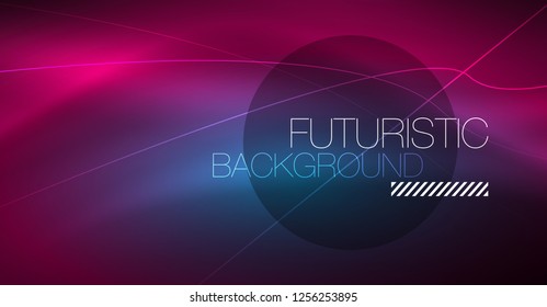 Digital technology abstract background - neon geometric design. Abstract glowing lines. Colorful techno vector background. Futuristic shape.