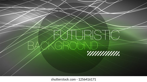 Digital technology abstract background - neon geometric design. Abstract glowing lines. Colorful techno vector background. Futuristic shape.