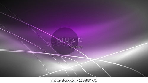 Digital technology abstract background - neon geometric design. Abstract glowing lines. Colorful techno vector background. Futuristic shape.