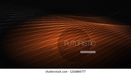 Abstrakter Hintergrund der Digitaltechnik - neongeometrisches Design. Abstrakte leuchtende Linien. Farbiger Techno-Vektorhintergrund. Futuristische Form.