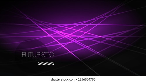 Digital technology abstract background - neon geometric design. Abstract glowing lines. Colorful techno vector background. Futuristic shape.