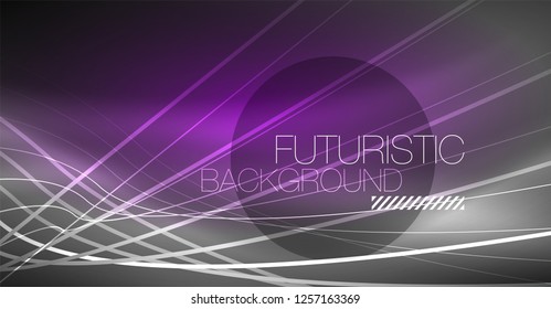 Digital technology abstract background - neon geometric design. Abstract glowing lines. Colorful techno vector background. Futuristic shape.