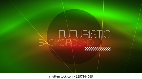 Digital technology abstract background - neon geometric design. Abstract glowing lines. Colorful techno vector background. Futuristic shape.