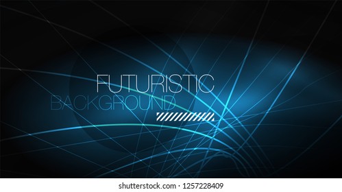 Digital technology abstract background - neon geometric design. Abstract glowing lines. Colorful techno vector background. Futuristic shape.