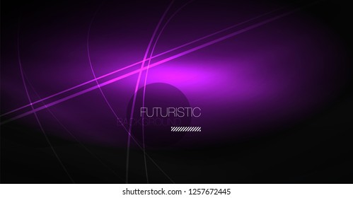 Digital technology abstract background - neon geometric design. Abstract glowing lines. Colorful techno vector background. Futuristic shape.