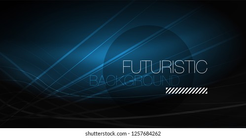 Digital technology abstract background - neon geometric design. Abstract glowing lines. Colorful techno vector background. Futuristic shape.