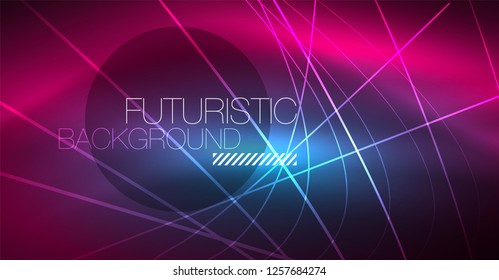 Fondo abstracto de tecnología digital - diseño geométrico neón. Resumen de líneas brillantes. Fondo del vector tecno colorido. Forma futurista.