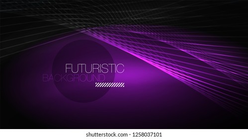 Fondo abstracto de tecnología digital - diseño geométrico neón. Resumen de líneas brillantes. Fondo del vector tecno colorido. Forma futurista.