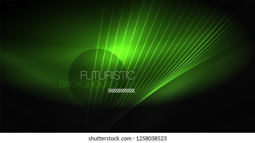 Abstrakter Hintergrund der Digitaltechnik - neongeometrisches Design. Abstrakte leuchtende Linien. Farbiger Techno-Vektorhintergrund. Futuristische Form.
