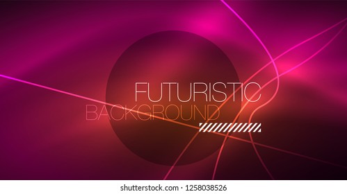 Digital technology abstract background - neon geometric design. Abstract glowing lines. Colorful techno vector background. Futuristic shape.