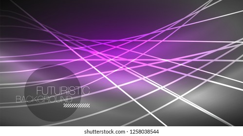 Fondo abstracto de tecnología digital - diseño geométrico neón. Resumen de líneas brillantes. Fondo del vector tecno colorido. Forma futurista.