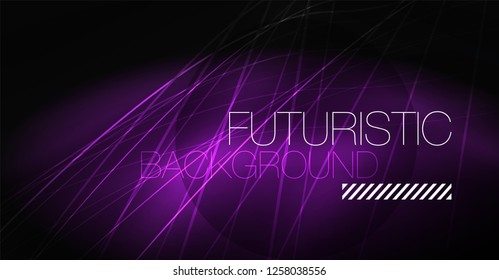 Digital technology abstract background - neon geometric design. Abstract glowing lines. Colorful techno vector background. Futuristic shape.