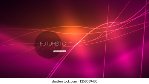 Fondo abstracto de tecnología digital - diseño geométrico neón. Resumen de líneas brillantes. Fondo del vector tecno colorido. Forma futurista.
