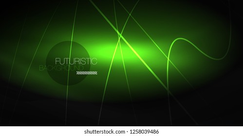 Digital technology abstract background - neon geometric design. Abstract glowing lines. Colorful techno vector background. Futuristic shape.