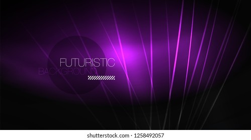 Digital technology abstract background - neon geometric design. Abstract glowing lines. Colorful techno vector background. Futuristic shape.