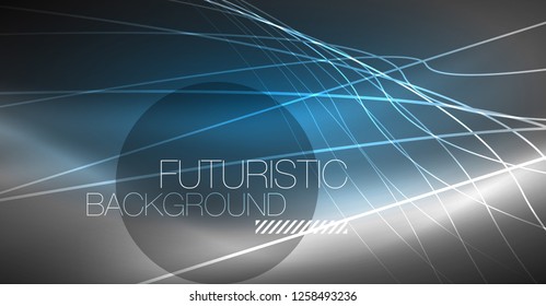 Digital technology abstract background - neon geometric design. Abstract glowing lines. Colorful techno vector background. Futuristic shape.