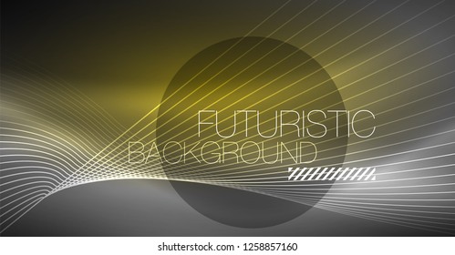 Digital technology abstract background - neon geometric design. Abstract glowing lines. Colorful techno vector background. Futuristic shape.