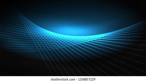 Digital technology abstract background - neon geometric design. Abstract glowing lines. Colorful techno vector background. Futuristic shape.