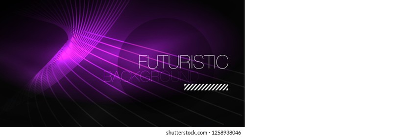 Digital technology abstract background - neon geometric design. Abstract glowing lines. Colorful techno vector background. Futuristic shape.