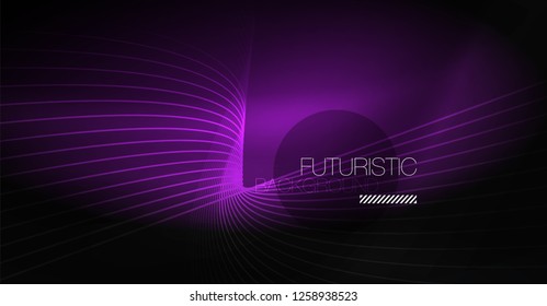 Digital technology abstract background - neon geometric design. Abstract glowing lines. Colorful techno vector background. Futuristic shape.
