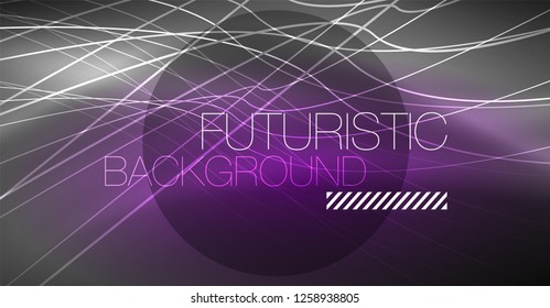Digital technology abstract background - neon geometric design. Abstract glowing lines. Colorful techno vector background. Futuristic shape.