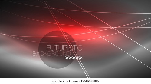 Digital technology abstract background - neon geometric design. Abstract glowing lines. Colorful techno vector background. Futuristic shape.