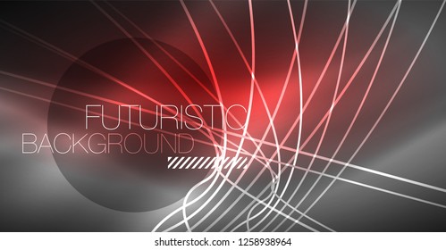 Digital technology abstract background - neon geometric design. Abstract glowing lines. Colorful techno vector background. Futuristic shape.
