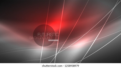 Digital technology abstract background - neon geometric design. Abstract glowing lines. Colorful techno vector background. Futuristic shape.