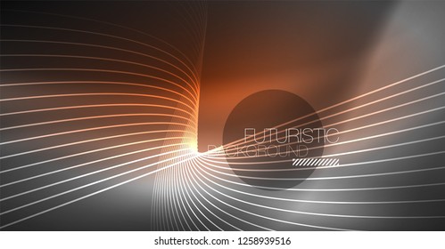 Digital technology abstract background - neon geometric design. Abstract glowing lines. Colorful techno vector background. Futuristic shape.