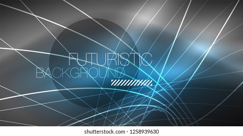 Fondo abstracto de tecnología digital - diseño geométrico neón. Resumen de líneas brillantes. Fondo del vector tecno colorido. Forma futurista.