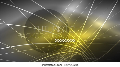 Digital technology abstract background - neon geometric design. Abstract glowing lines. Colorful techno vector background. Futuristic shape.