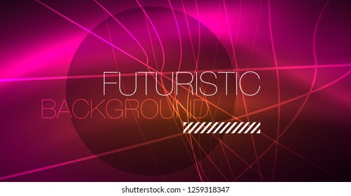 Fondo abstracto de tecnología digital - diseño geométrico neón. Resumen de líneas brillantes. Fondo del vector tecno colorido. Forma futurista.