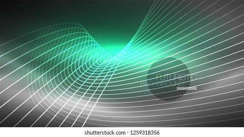Fondo abstracto de tecnología digital - diseño geométrico neón. Resumen de líneas brillantes. Fondo del vector tecno colorido. Forma futurista.