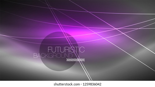 Digital technology abstract background - neon geometric design. Abstract glowing lines. Colorful techno vector background. Futuristic shape.