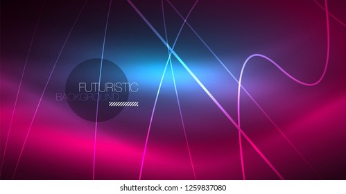Fondo abstracto de tecnología digital - diseño geométrico neón. Resumen de líneas brillantes. Fondo del vector tecno colorido. Forma futurista.