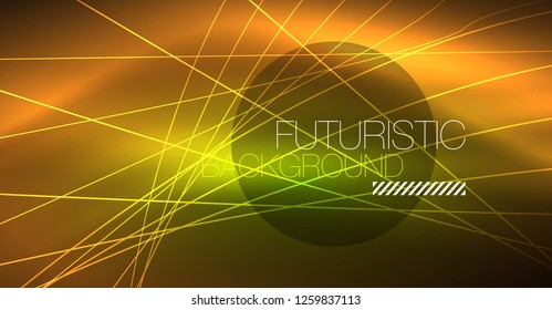 Digital technology abstract background - neon geometric design. Abstract glowing lines. Colorful techno vector background. Futuristic shape.