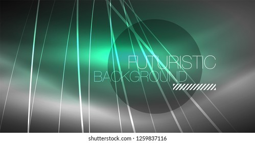 Digital technology abstract background - neon geometric design. Abstract glowing lines. Colorful techno vector background. Futuristic shape.