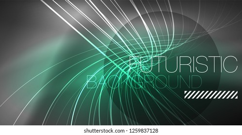 Digital technology abstract background - neon geometric design. Abstract glowing lines. Colorful techno vector background. Futuristic shape.