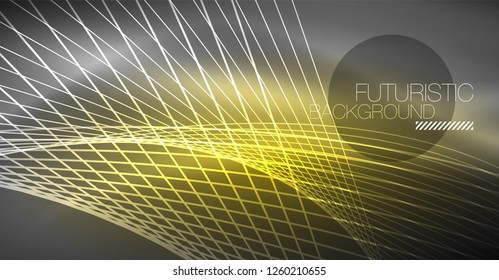 Fondo abstracto de tecnología digital - diseño geométrico neón. Resumen de líneas brillantes. Fondo del vector tecno colorido. Forma futurista.