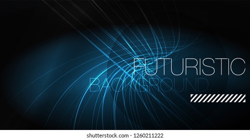 Digital technology abstract background - neon geometric design. Abstract glowing lines. Colorful techno vector background. Futuristic shape.