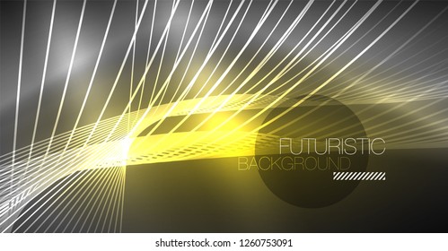 Fondo abstracto de tecnología digital - diseño geométrico neón. Resumen de líneas brillantes. Fondo del vector tecno colorido. Forma futurista.