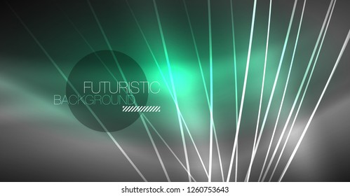 Abstrakter Hintergrund der Digitaltechnik - neongeometrisches Design. Abstrakte leuchtende Linien. Farbiger Techno-Vektorhintergrund. Futuristische Form.