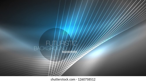 Digital technology abstract background - neon geometric design. Abstract glowing lines. Colorful techno vector background. Futuristic shape.