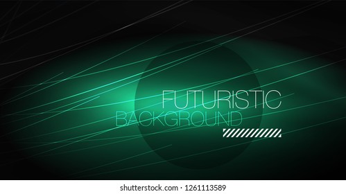 Digital technology abstract background - neon geometric design. Abstract glowing lines. Colorful techno vector background. Futuristic shape.