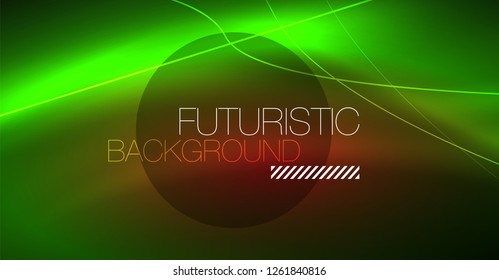 Digital technology abstract background - neon geometric design. Abstract glowing lines. Colorful techno vector background. Futuristic shape.