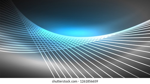 Fondo abstracto de tecnología digital - diseño geométrico neón. Resumen de líneas brillantes. Fondo del vector tecno colorido. Forma futurista.