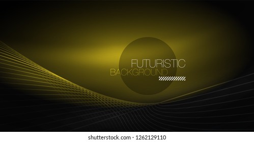 Digital technology abstract background - neon geometric design. Abstract glowing lines. Colorful techno vector background. Futuristic shape.